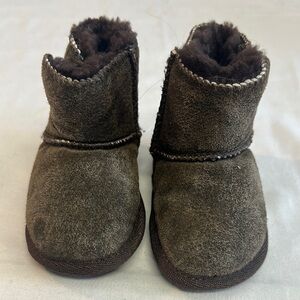 Brown Suede Slippers with Plush Sherpa Lining